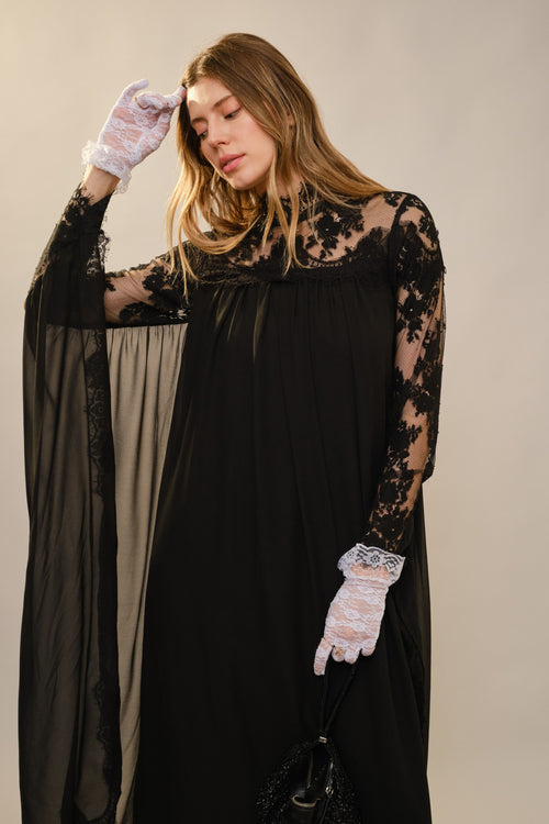 Lace Batwing Sleeve Maxi Dress