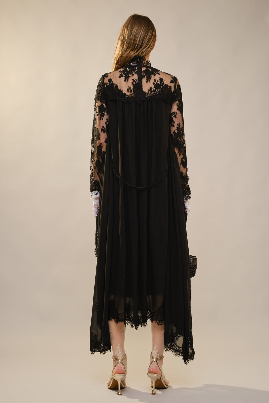 Lace Batwing Sleeve Maxi Dress